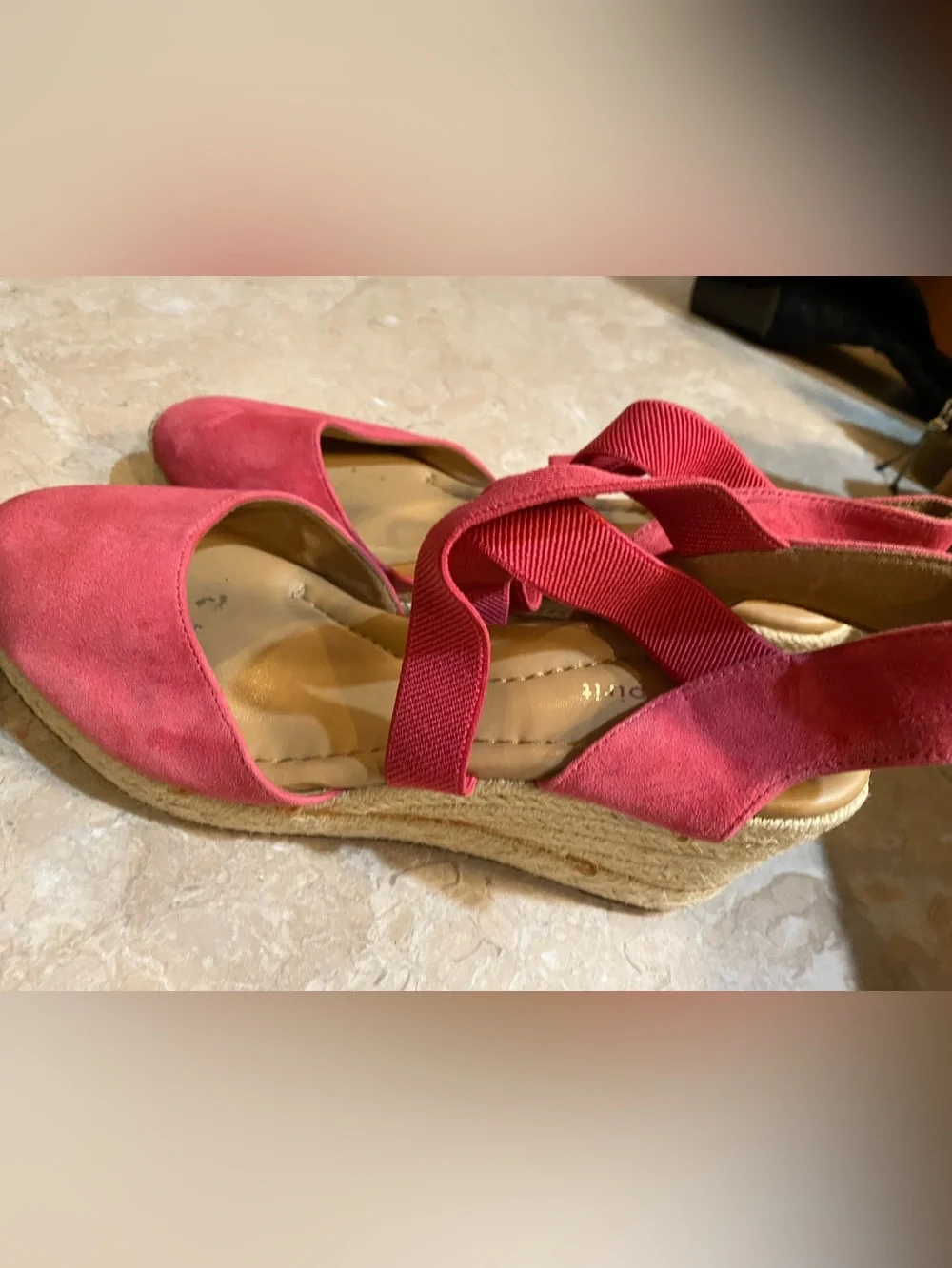 Easy Spirit Coral Espadrille Crisscross Ankle-Strap Flats